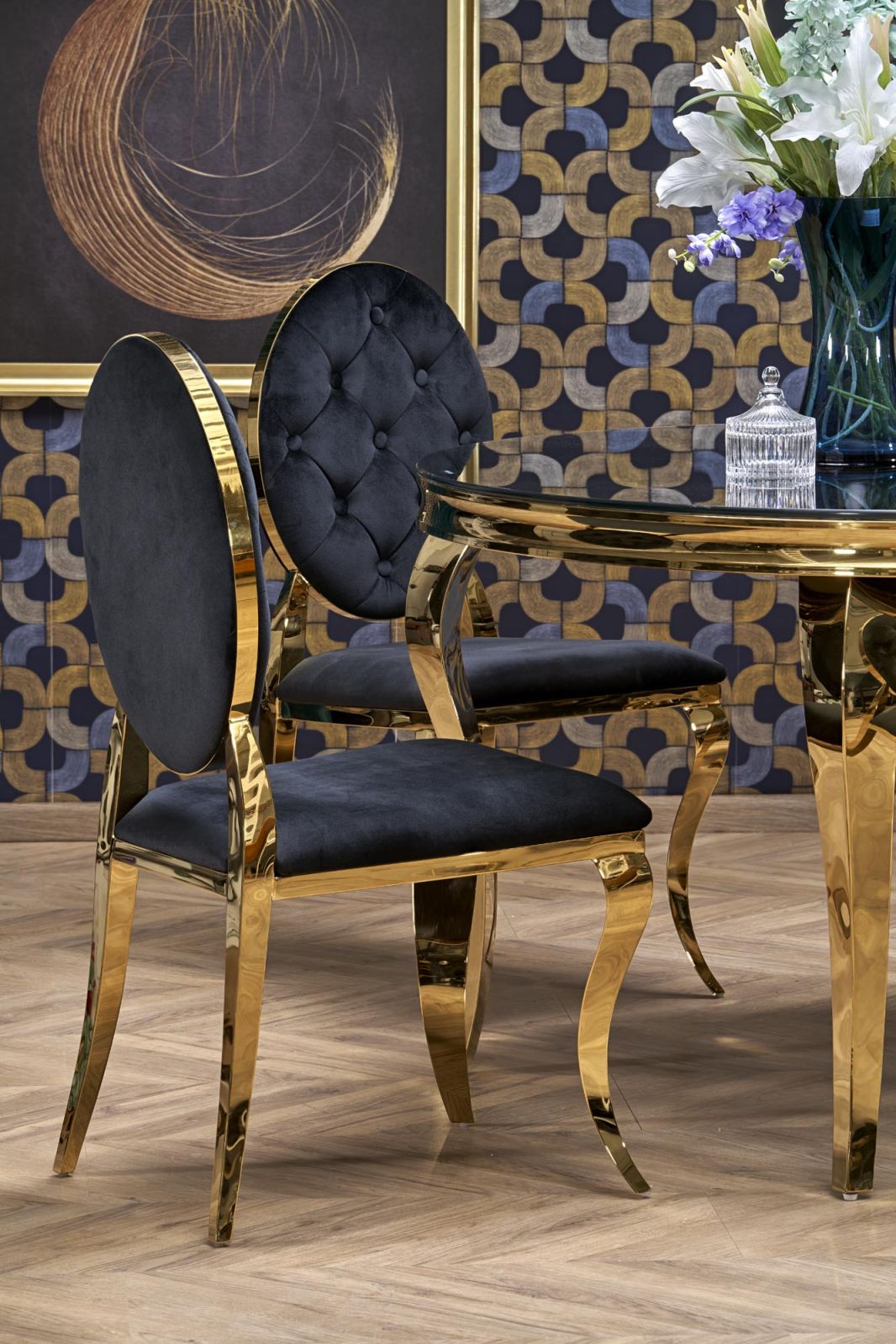 Jídelní stůl REGINALD černá/zlatá