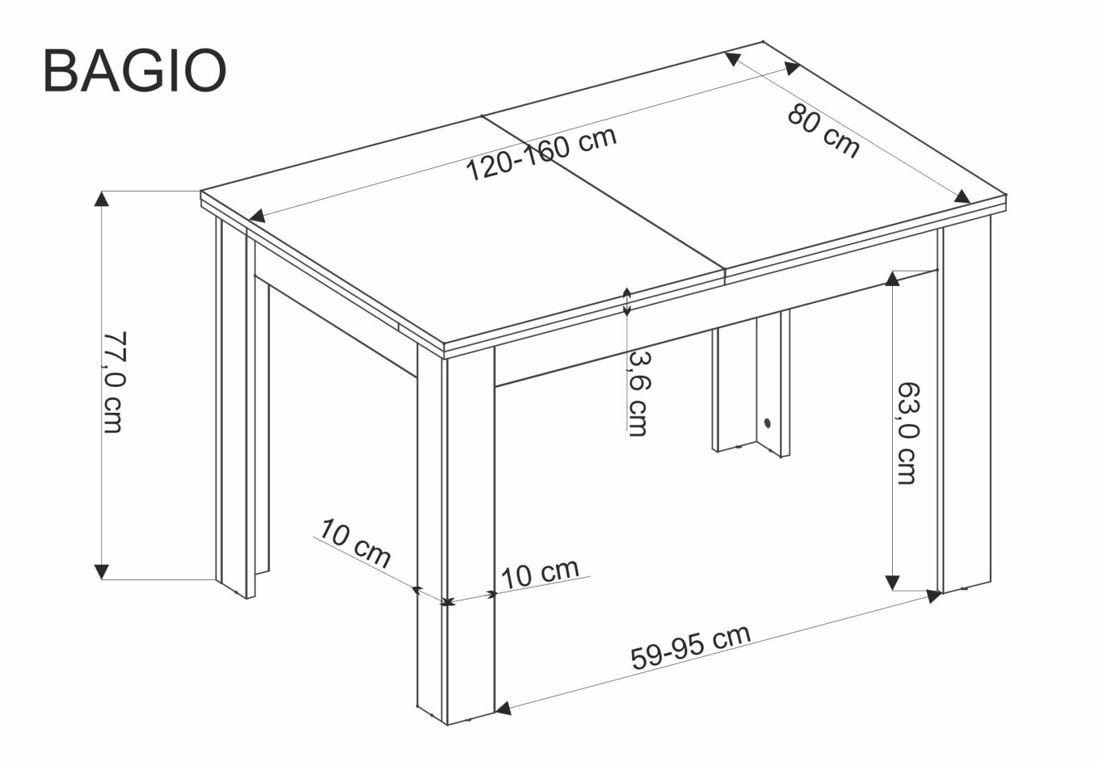 Jídelní stůl BAGIO dub artisan/černý